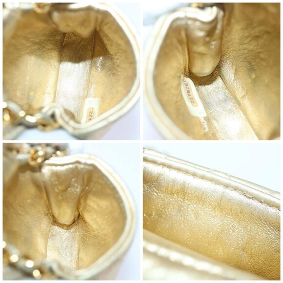 CHANEL Mini Matelasse Chain Shoulder Bag Lamb Skin Gold Tone - Picture 15 of 16